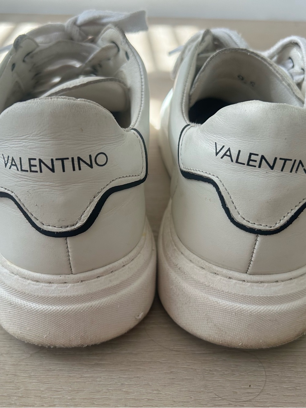 Valentino White Leather Sneakers with Black Trim
